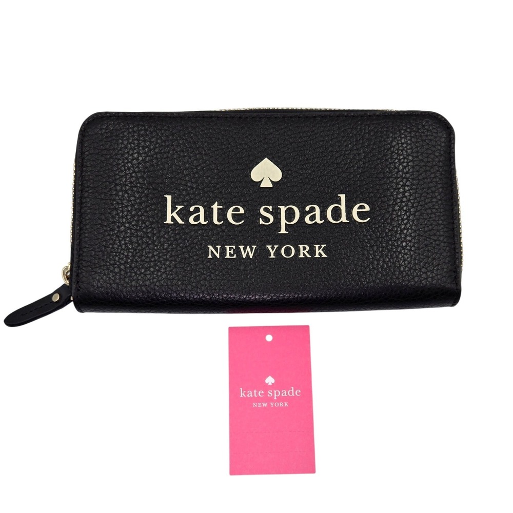 Kate Spade New York Pebble Leather Zip Around Wallet Black‎ K4779 - Picture 3 of 11